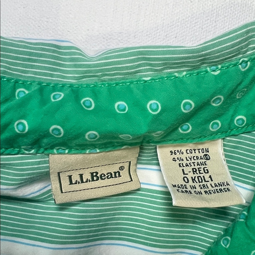 LL Bean Womens  Button Up Shirt  Long Sleeve  Stretch Cotton Semi Fitted Large - Picture 6 of 10